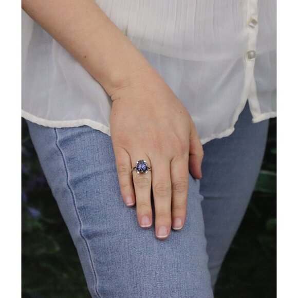 Sterling Silver Blue Foil Opal Ring Size 7 1/4 - Picture 2 of 7